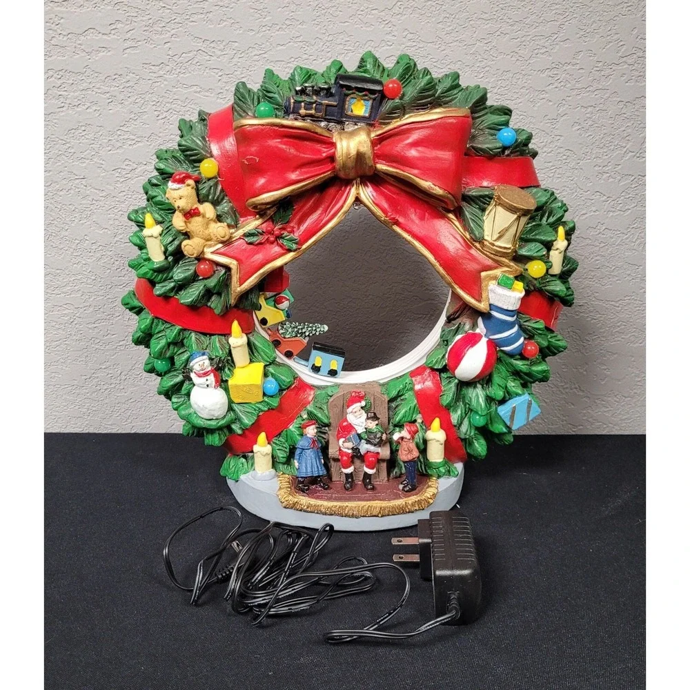 FG Square Animated Christmas Village Accessory - Christmas Wreath